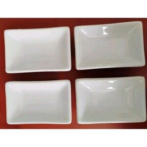 BIA Cordon Bleu White Ceramic Rectangular Soy Sauce Tasting Dishes Set of 4